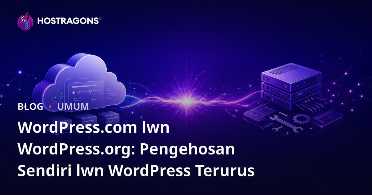 WordPress.com lwn WordPress.org: Pengehosan Sendiri lwn WordPress Terurus