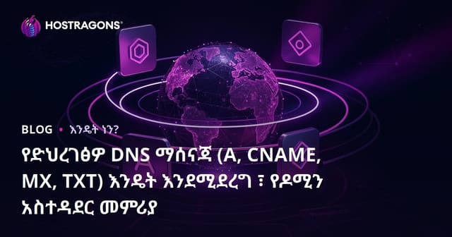 የድህረገፅዎ DNS ማሰናጃ (A, CNAME, MX, TXT) እንዴት እንደሚደረግ ፣ የዶሚን አስተዳደር መምሪያ