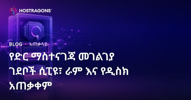 የWeb Hosting ምንጭ ደረጃ ግዴታዎች፡ CPU, RAM እና የዲስክ ተጠቃሚነት ተጨማሪ መረጃ