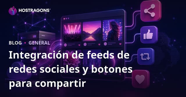 Integración de feeds de redes sociales y botones para compartir