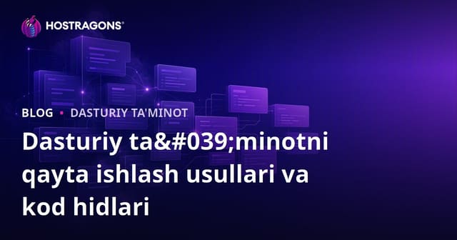 Dasturiy ta'mir qilish texnikalari va kod hidlari