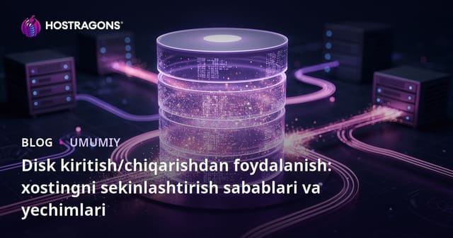 Disk kiritish/chiqarishdan foydalanish: xostingni sekinlashtirish sabablari va yechimlari