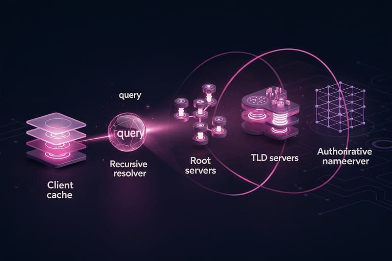 Этапы процесса разрешения DNS
