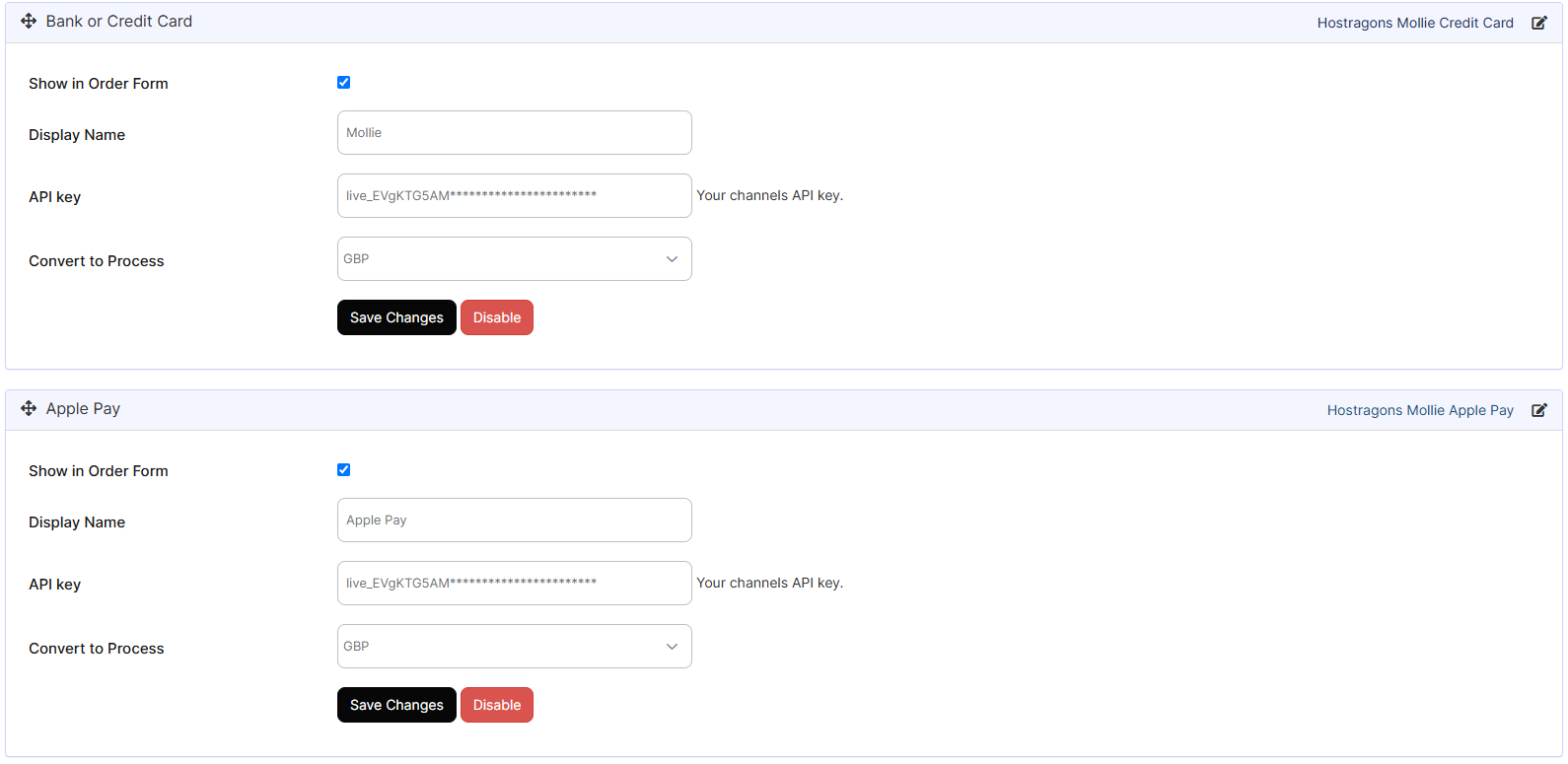 Mollie Payment Solutions: โมดูล 5 ของ WHMCS Mollie ระดับพรีเมียม หน้าผู้ดูแลระบบการตั้งค่า API ของ Mollie