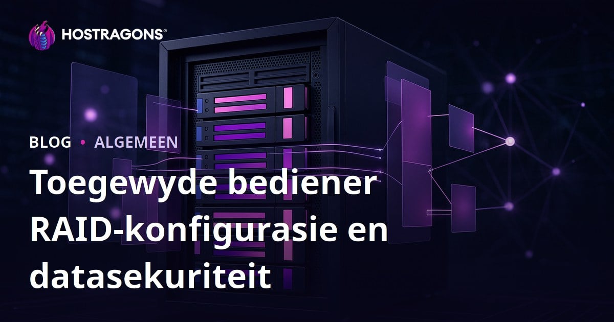 Toegewyde bediener RAID-konfigurasie en datasekuriteit