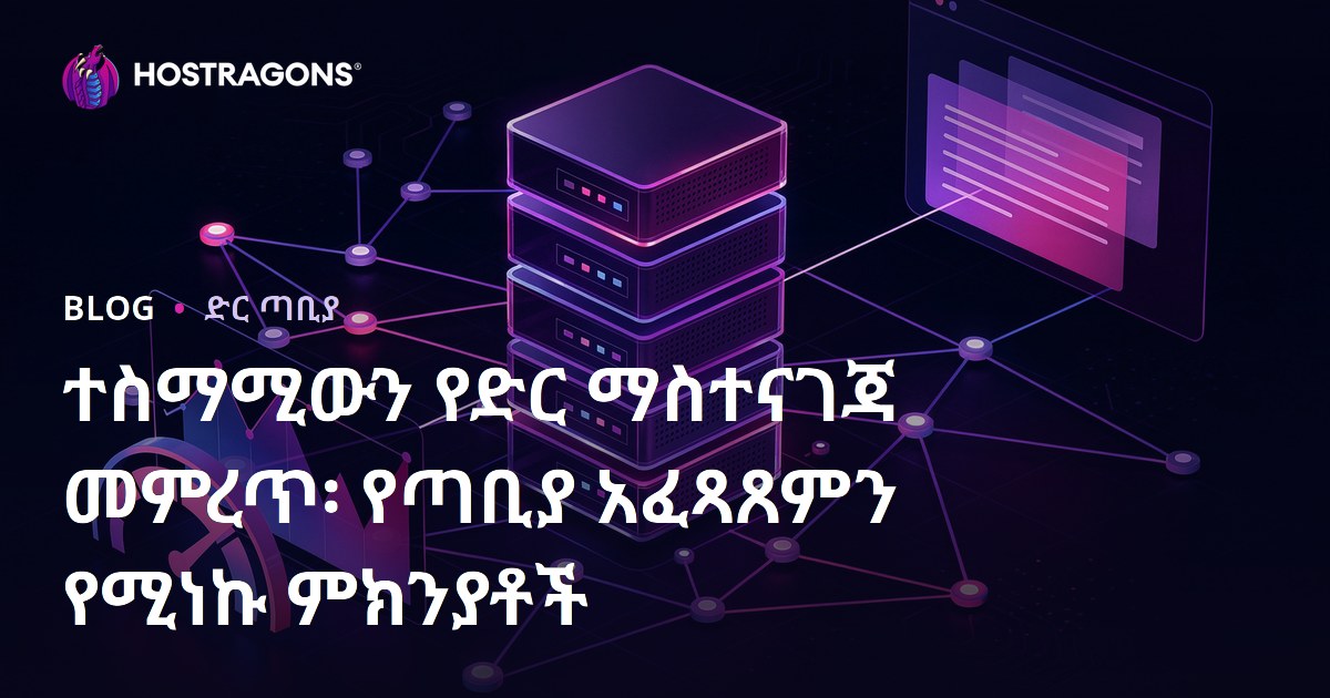 ተስማሚውን የድር ማስተናገጃ መምረጥ፡ የጣቢያ አፈጻጸምን የሚነኩ ምክንያቶች