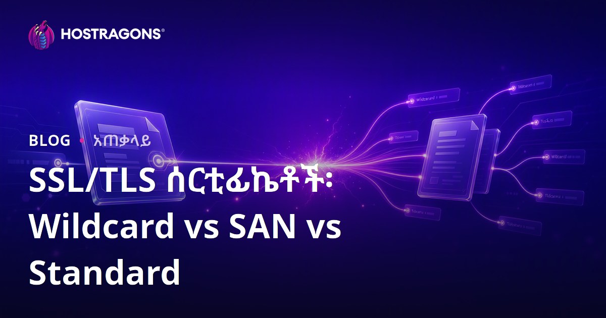 SSL/TLS ሰርቲፊኬቶች፡ Wildcard vs SAN vs Standard