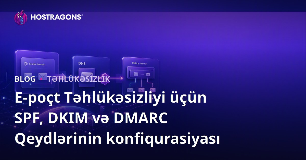 E-poçt Təhlükəsizliyi üçün SPF, DKIM və DMARC Qeydlərinin konfiqurasiyası