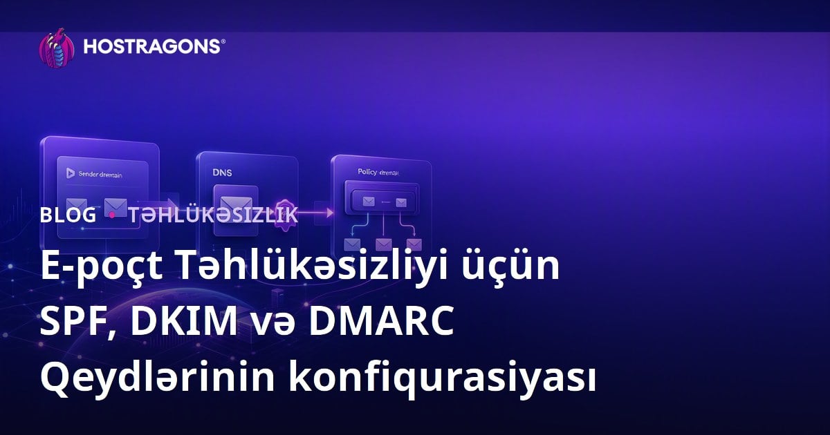 E-poçt Təhlükəsizliyi üçün SPF, DKIM və DMARC Qeydlərinin konfiqurasiyası
