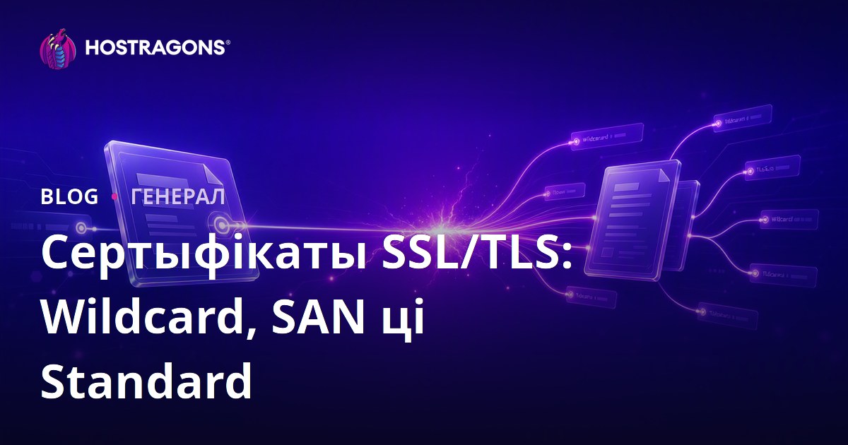 Сертыфікаты SSL/TLS: Wildcard, SAN ці Standard