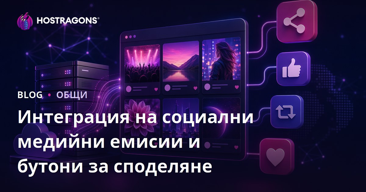 Интеграция на социални медийни емисии и бутони за споделяне