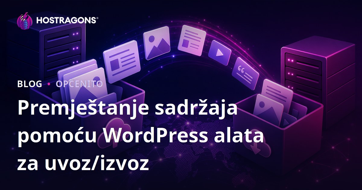 Premještanje sadržaja pomoću WordPress alata za uvoz/izvoz