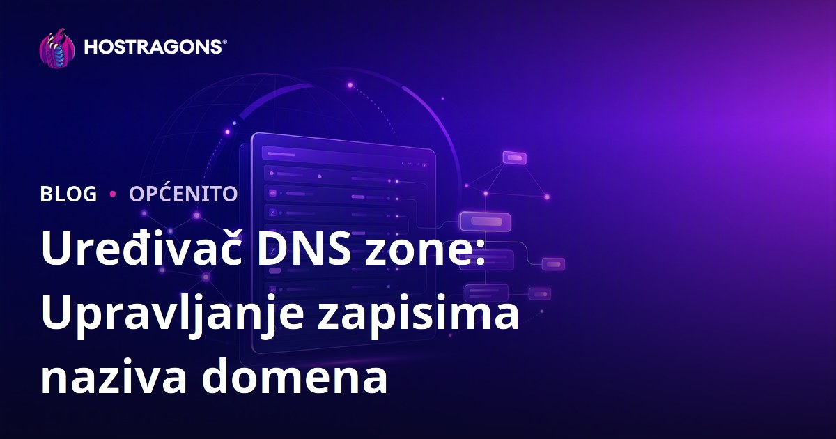 Uređivač DNS zone: Upravljanje zapisima naziva domena