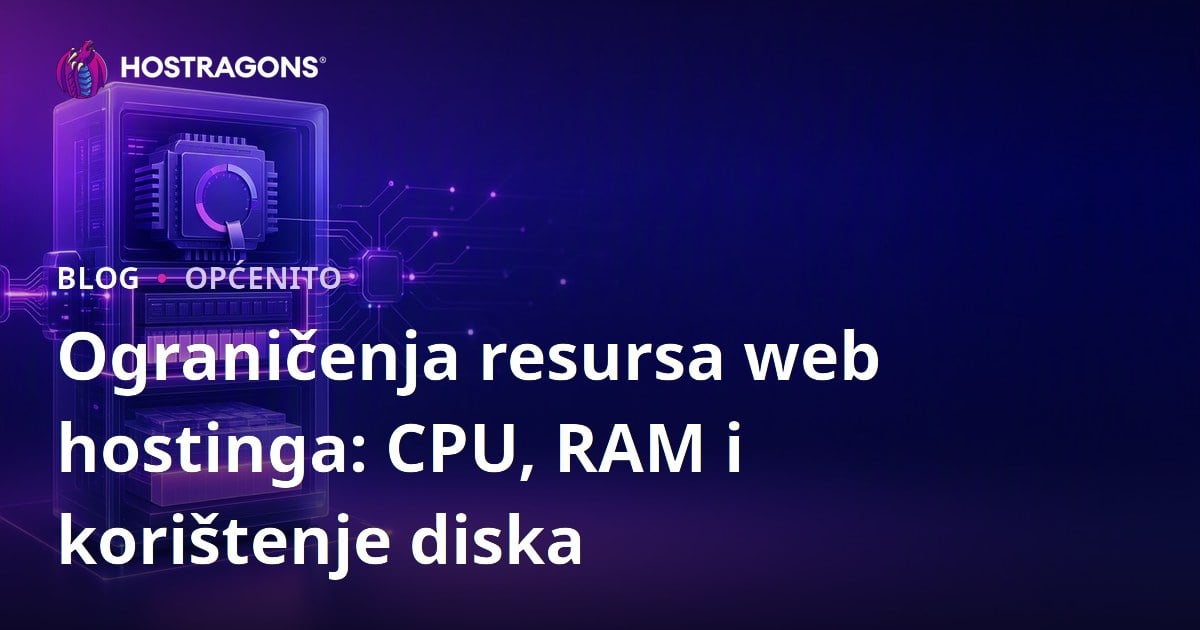 Ograničenja resursa web hostinga: CPU, RAM i korištenje diska