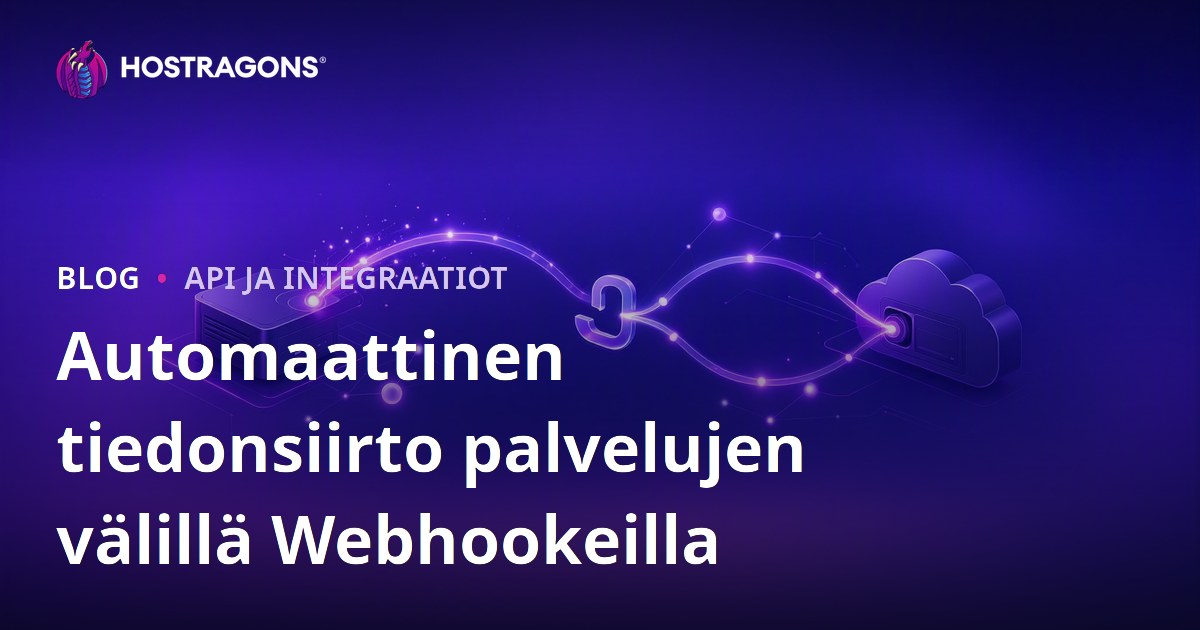 Automaattinen tiedonsiirto palvelujen välillä Webhookeilla