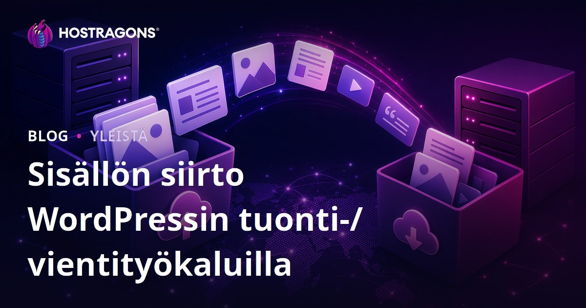 Sisällön siirto WordPressin tuonti-/vientityökaluilla