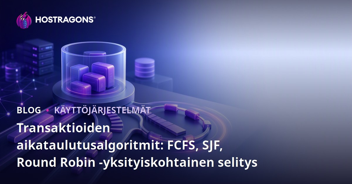 Transaktioiden aikataulutusalgoritmit: FCFS, SJF, Round Robin -yksityiskohtainen selitys