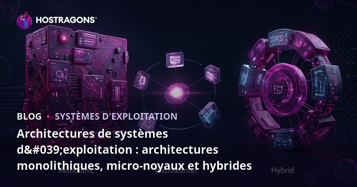Architectures de systèmes d'exploitation : architectures monolithiques, micro-noyaux et hybrides