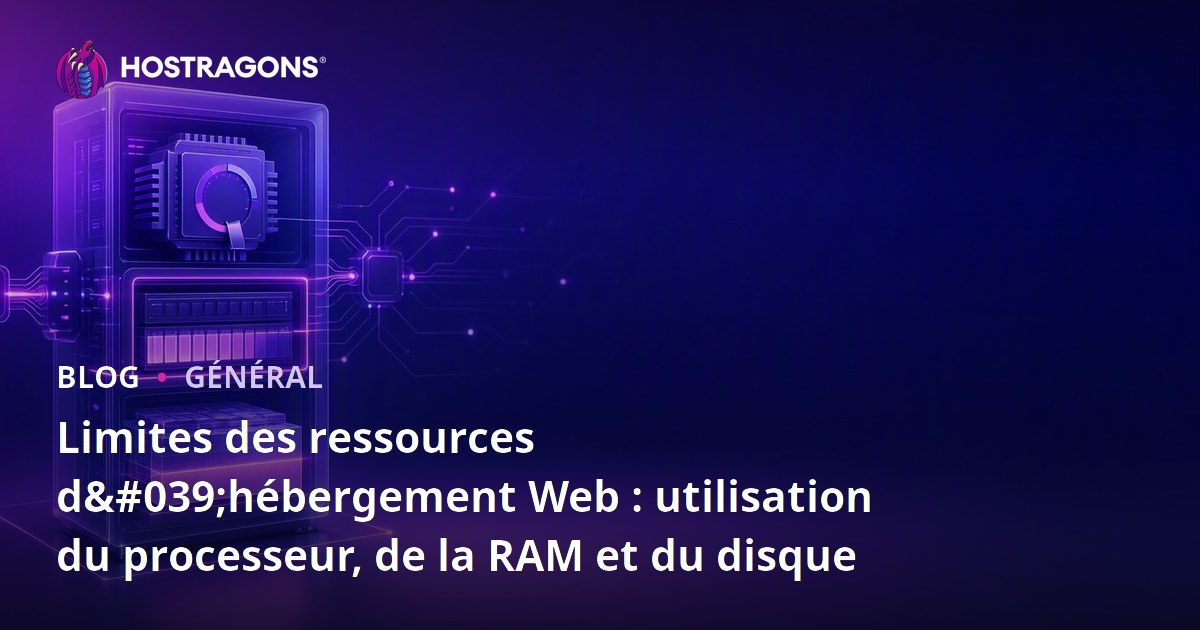 Limites des ressources d'hébergement Web : utilisation du processeur, de la RAM et du disque