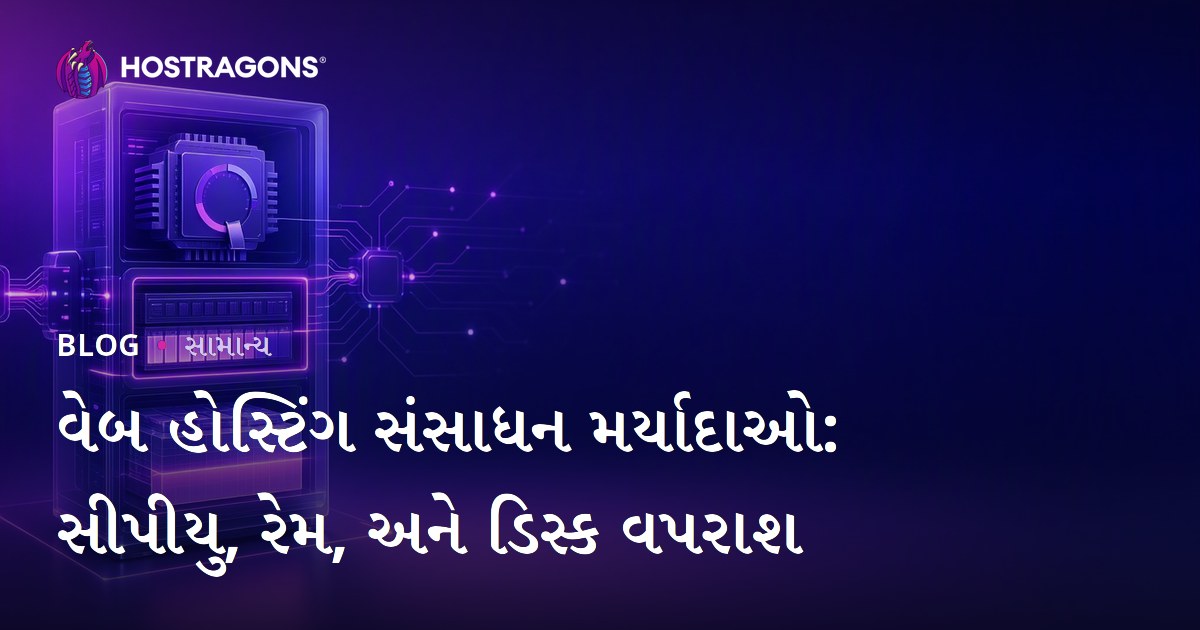 વેબ હોસ્ટિંગ સંસાધન મર્યાદાઓ: સીપીયુ, રેમ, અને ડિસ્ક વપરાશ