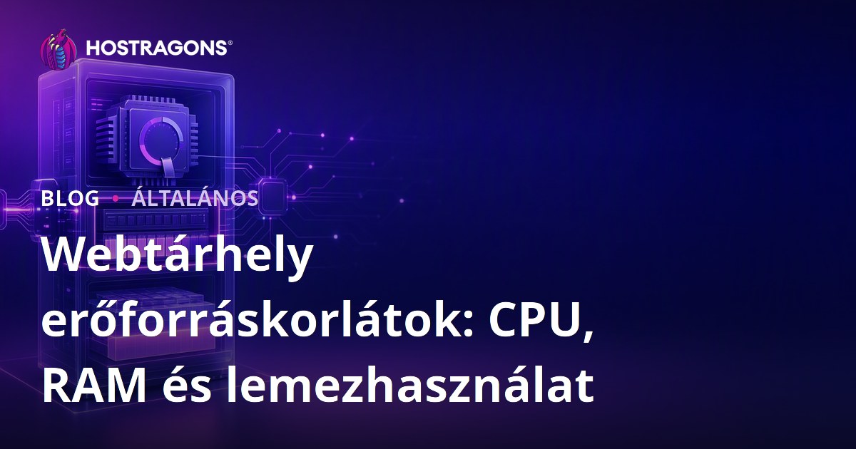 Webtárhely erőforráskorlátok: CPU, RAM és lemezhasználat