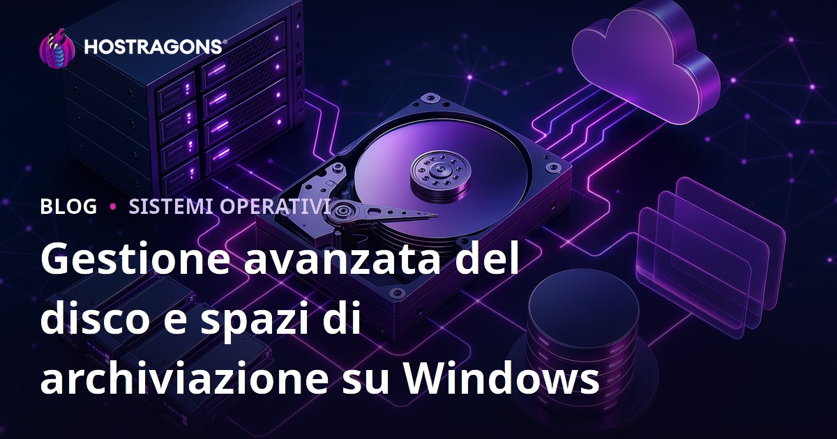 Gestione avanzata del disco e spazi di archiviazione su Windows