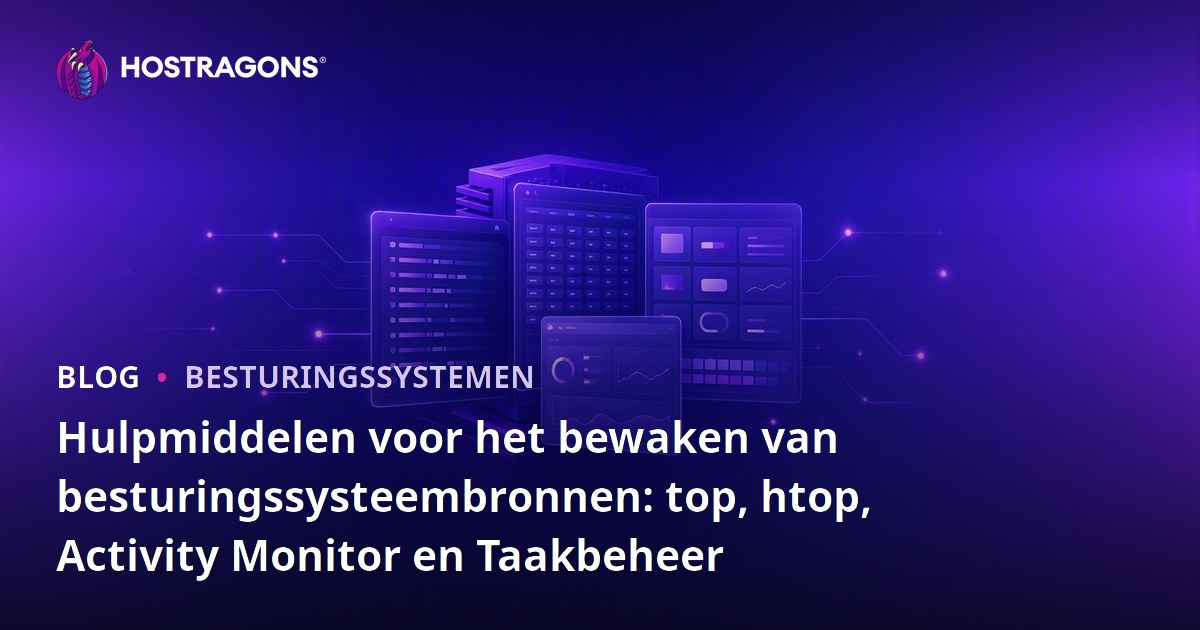 Hulpmiddelen voor het bewaken van besturingssysteembronnen: top, htop, Activity Monitor en Taakbeheer