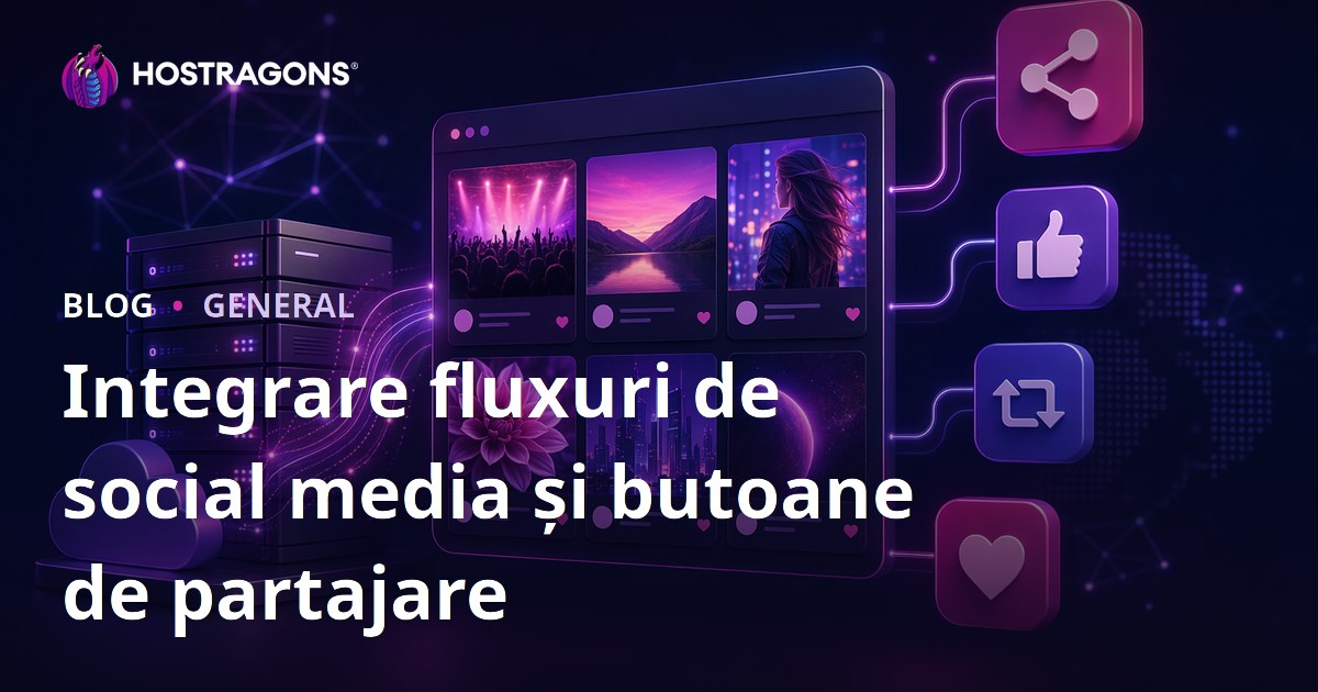 Integrare fluxuri de social media și butoane de partajare
