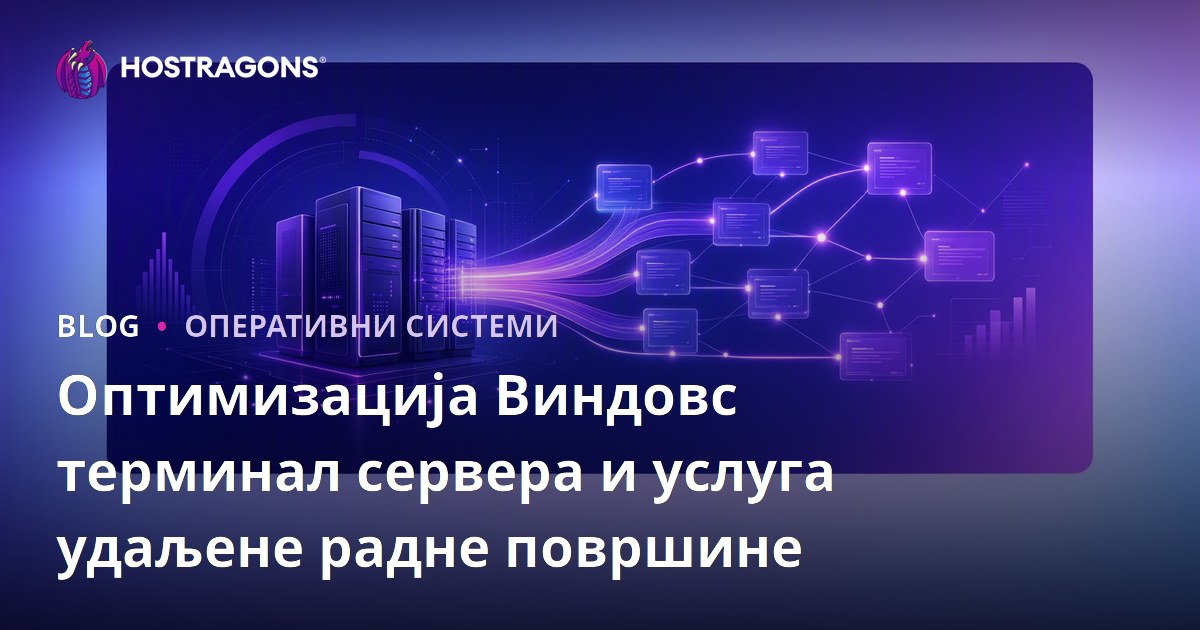 Оптимизација Виндовс терминал сервера и услуга удаљене радне површине