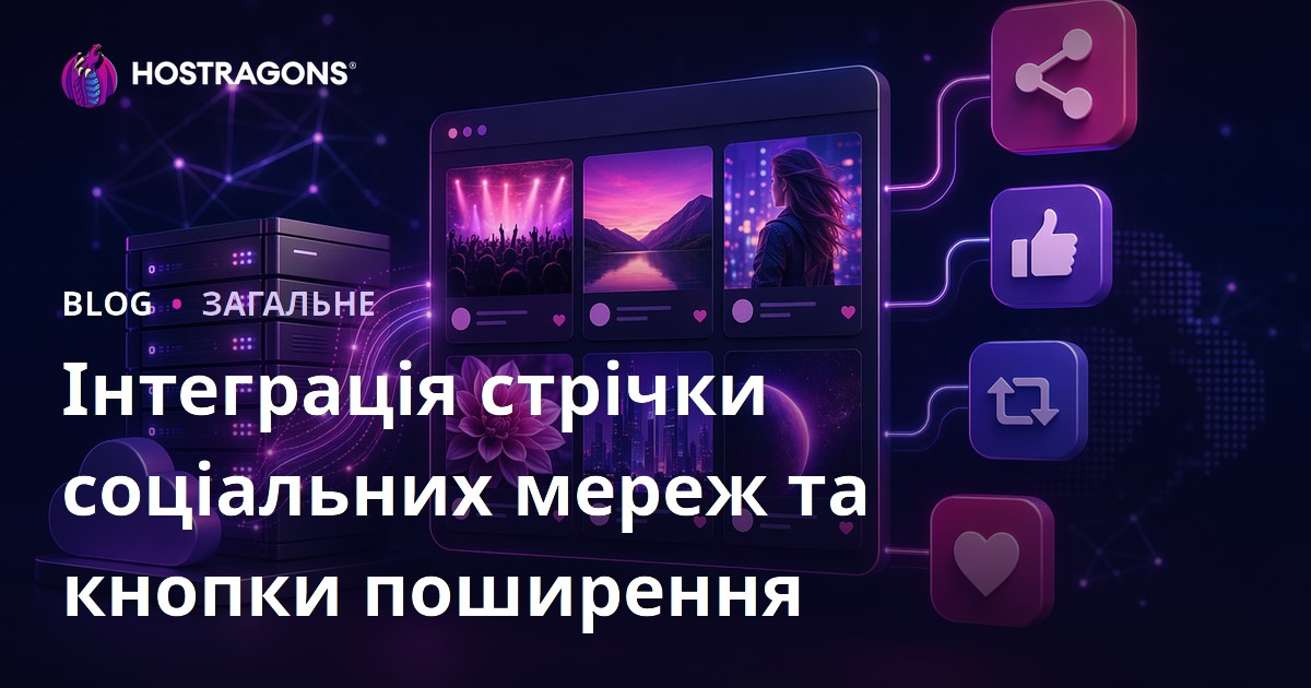 Інтеграція стрічки соціальних мереж та кнопки поширення