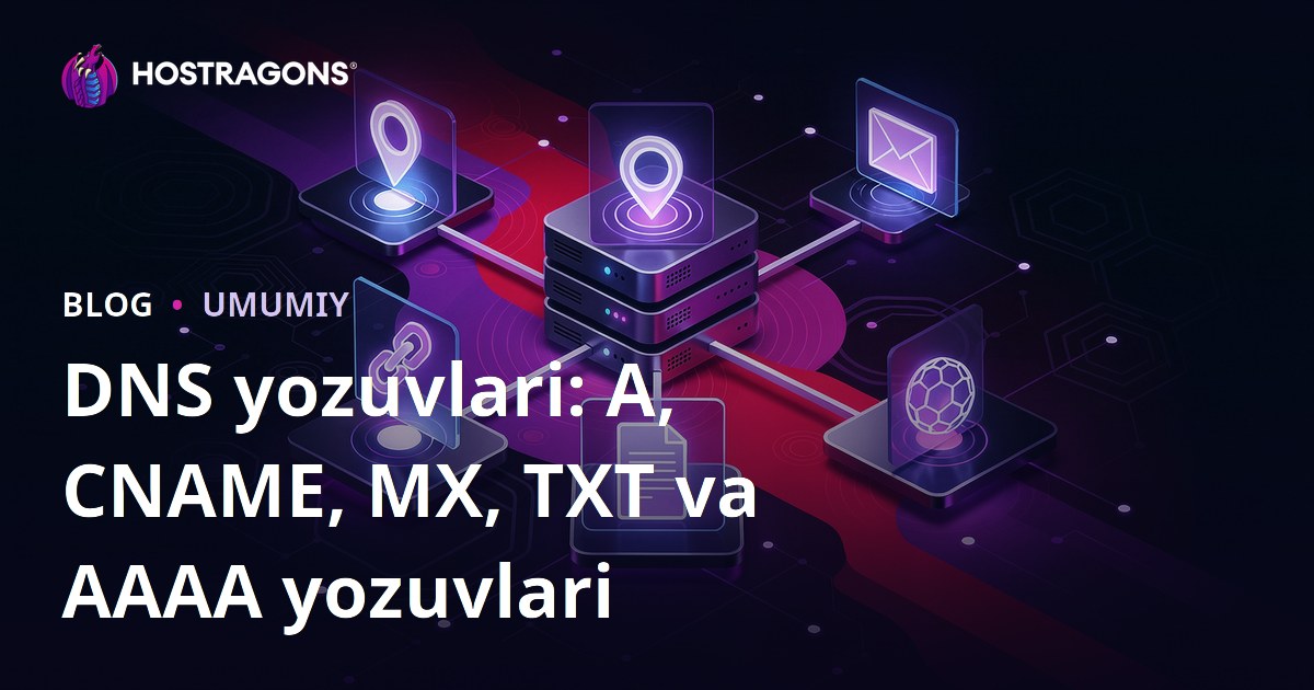 DNS yozuvlari: A, CNAME, MX, TXT va AAAA yozuvlari