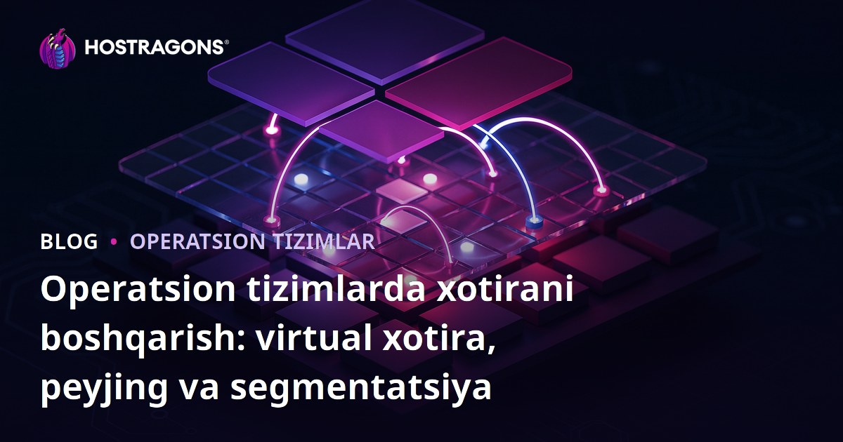 Operatsion tizimlarda xotirani boshqarish: virtual xotira, peyjing va segmentatsiya