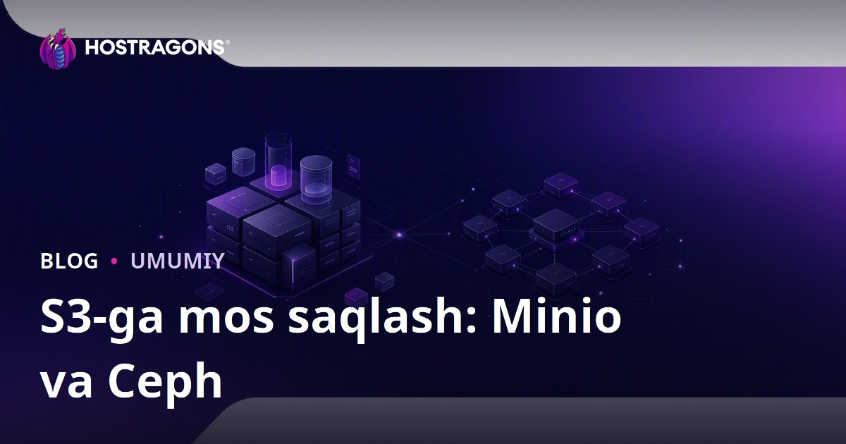 S3-ga mos saqlash: Minio va Ceph