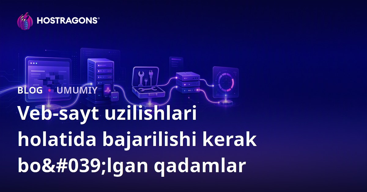 Veb-sayt uzilishlari holatida bajarilishi kerak bo'lgan qadamlar