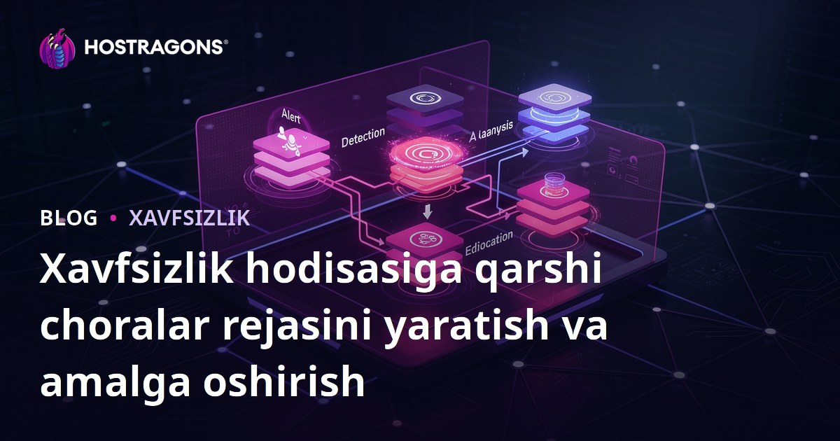 Xavfsizlik hodisasiga qarshi choralar rejasini yaratish va amalga oshirish